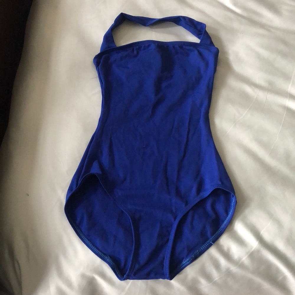 Royal blue halter leotard, S
